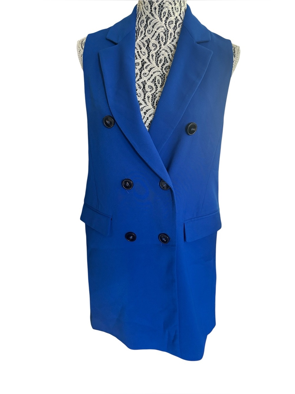 Zara Royal Blue Double Breasted Blazer Vest